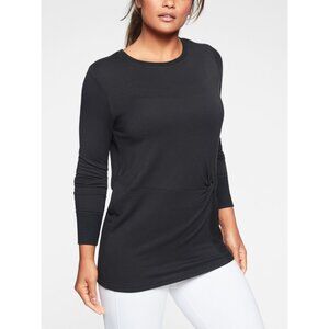 Athleta Nirvana Twist Front Sweatshirt Black Size Small Athleisure Neutral